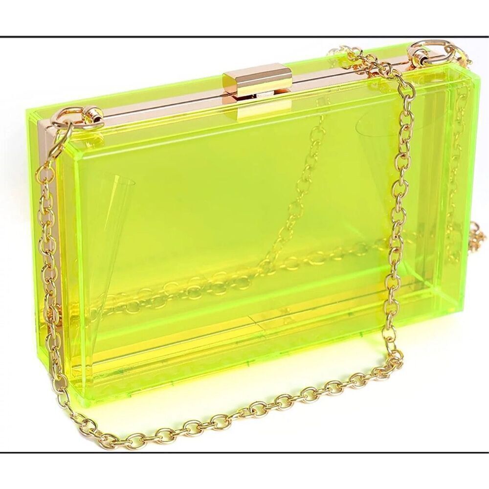 Neon Green Transparent Box Bag